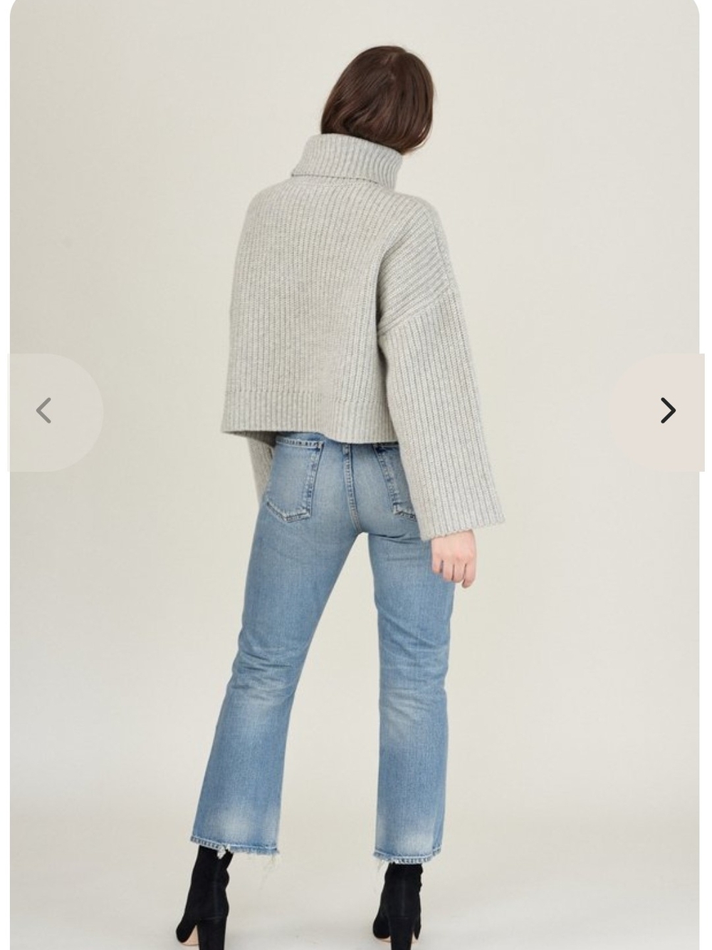 Demylee Cropped Ribbed Cowl Turtleneck Sweater - Light Gray